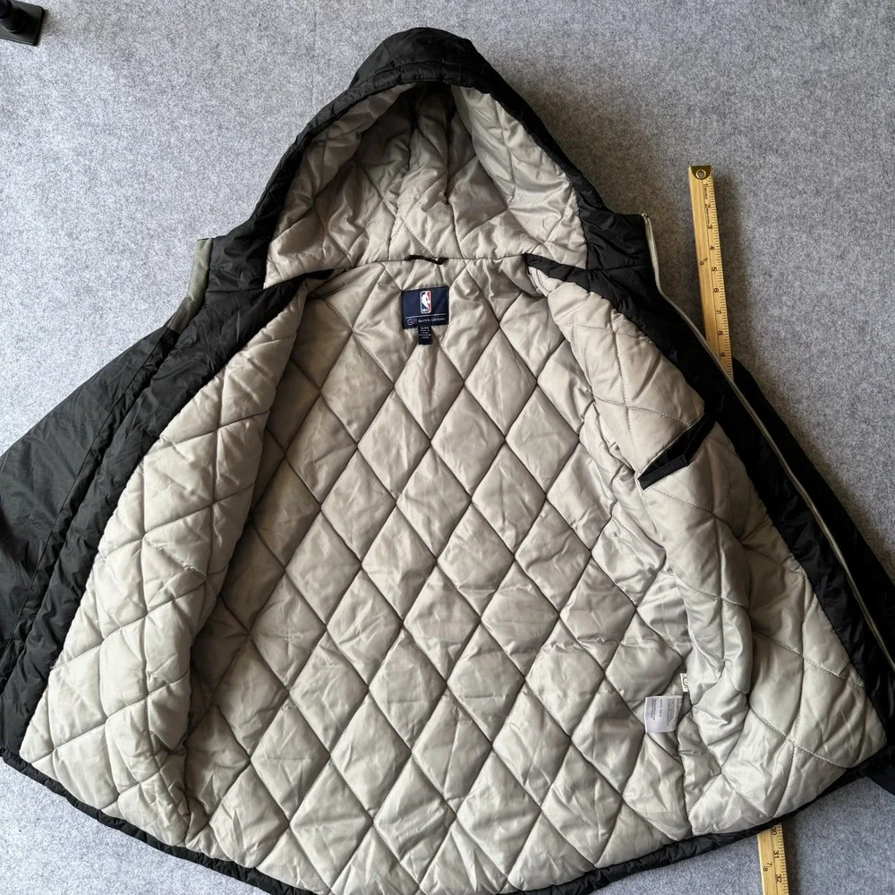 G-III Sports San Antonio Spurs Puffer‎ Jacket XL Black Quilted Hooded NBA